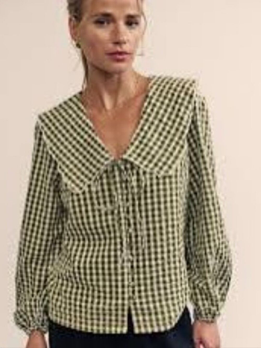 EUC Nobody's Child Gingham Tie-Front Birdie Blouse